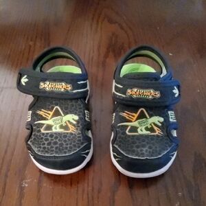 Skechers Black and Green Sneakers with Velcro Straps